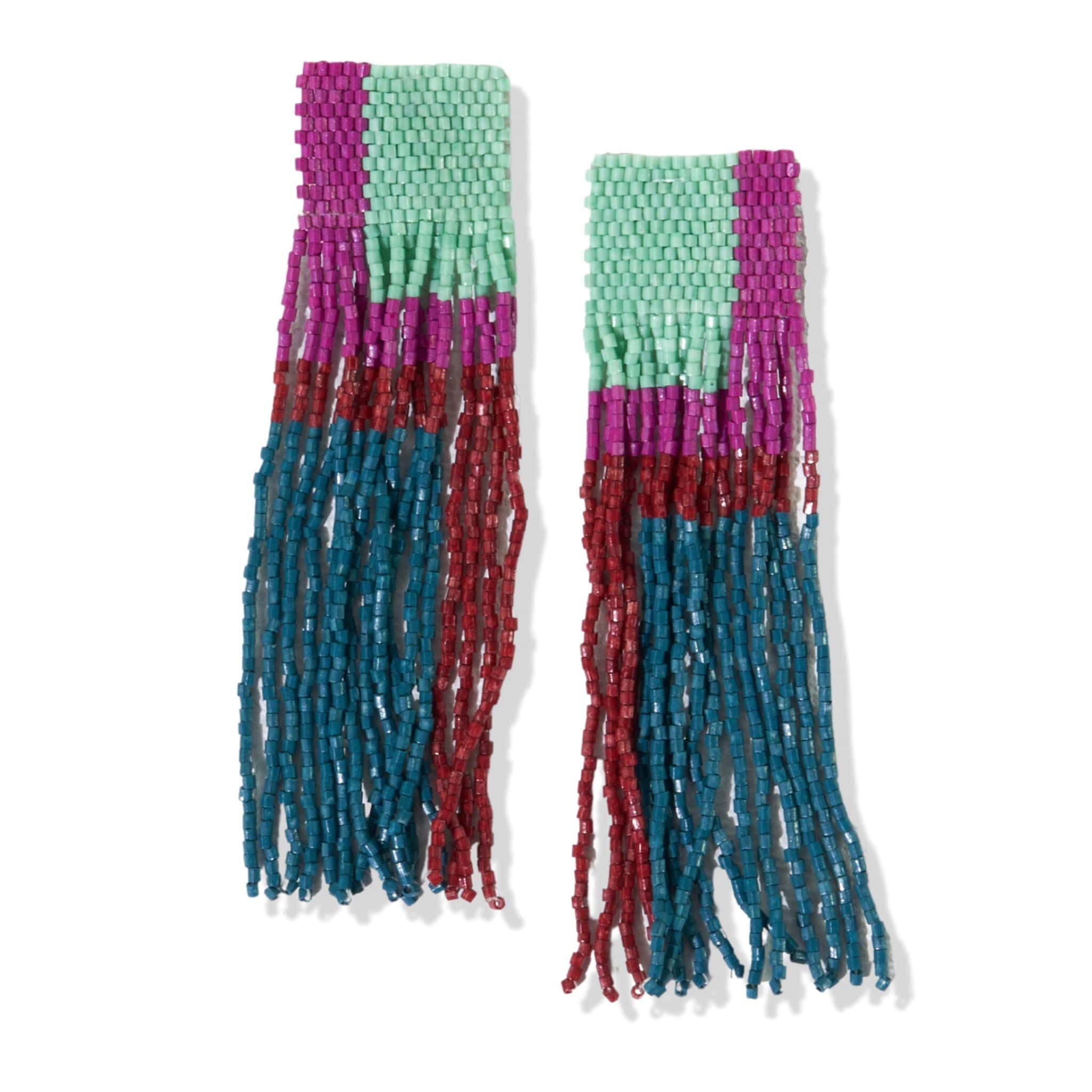 Long Block Luxe Fringe Earrings