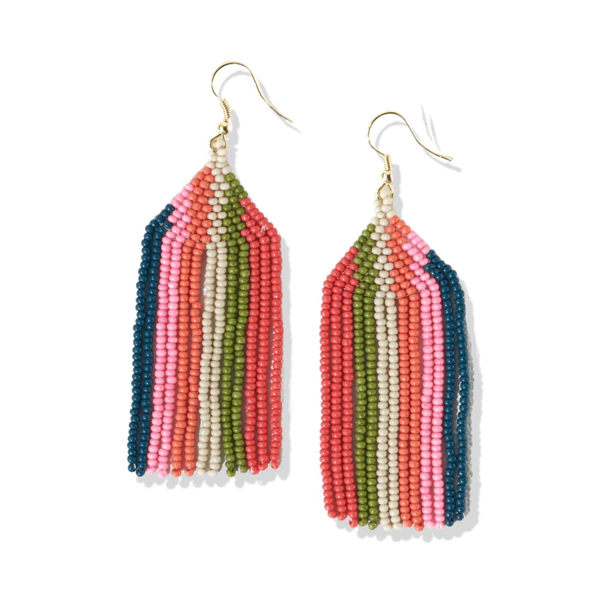 Peacock Stripe Fringe Earrings