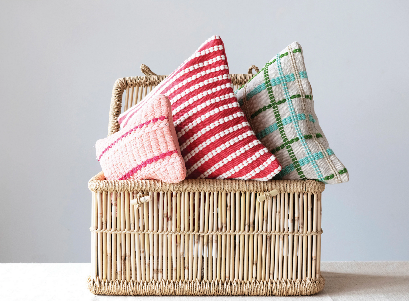 Red + Pink Holiday Woven Lumbar Pillow
