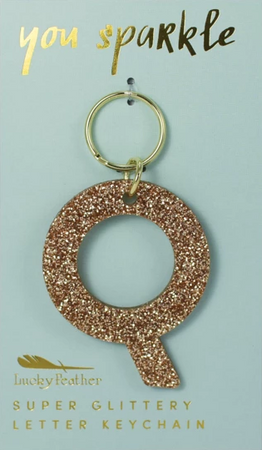 Light Blue Glitter Letter Initial Keychains > MyEBooth