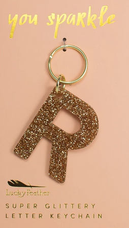 Light Blue Glitter Letter Initial Keychains > MyEBooth