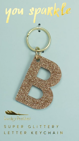 Light Blue Glitter Letter Initial Keychains > MyEBooth