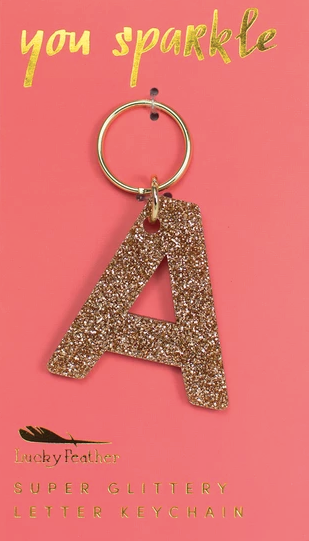 Glitter Initial Keychain