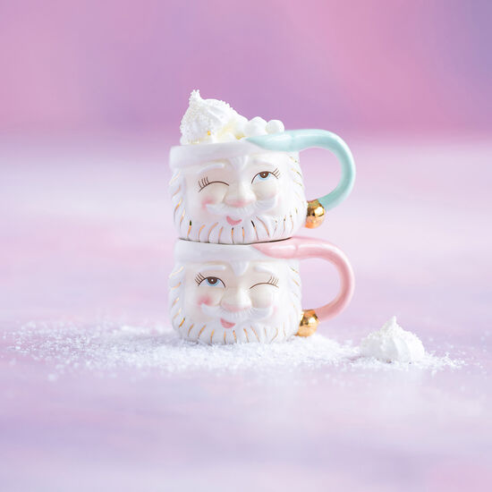 Papa Noel Mug Glitterville Pink Santa Mug Mint