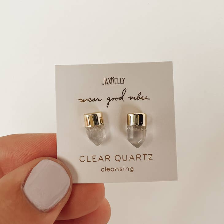 Gold Dip Quartz Point Studs
