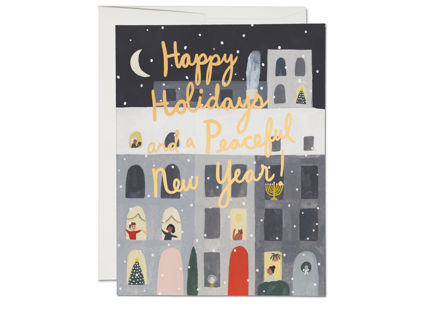 City Snow Holiday Greeting Card